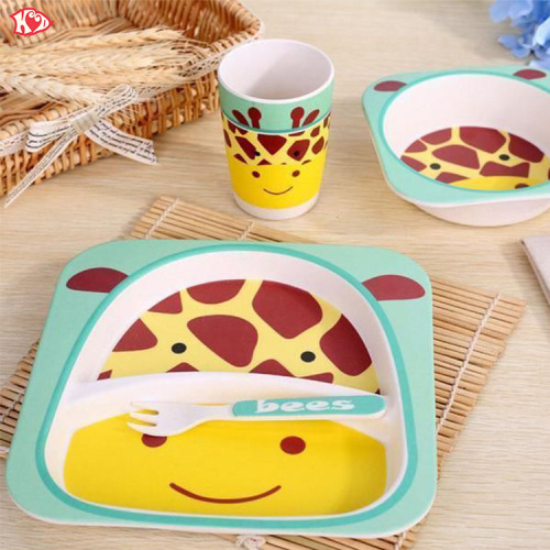 gift box bamboo fiber children‘s tableware environmental protection cartoon bowl plate bamboo fiber tableware children‘s tableware bamboo fiber