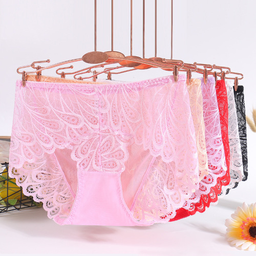 Lace Underwear Women‘s Ultra-Thin Mesh Sexy Cotton Crotch Breathable Large Size Women‘s Briefs New Manufacturer