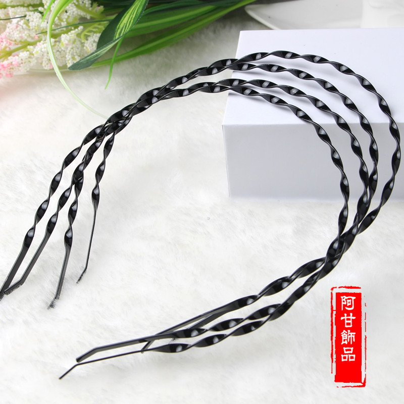 黑色头箍 男女发箍 波浪头箍_阿甘饰品_义乌购