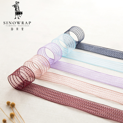 Fancy dress snow yarn ribbon transparent ribbon flowers gift packaging materials diy checking decorative yarn