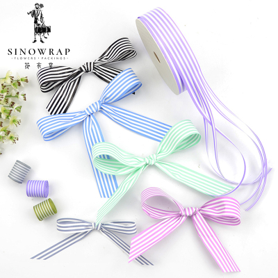 Double-sided with new straight strip  direct stripe flower shop supplies gifts flowers with plastic ribbon packaging