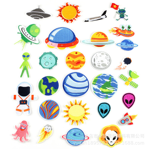 duo ku computer embroidered patch embroidery cloth badge planet alien original diy patch clothing accessories