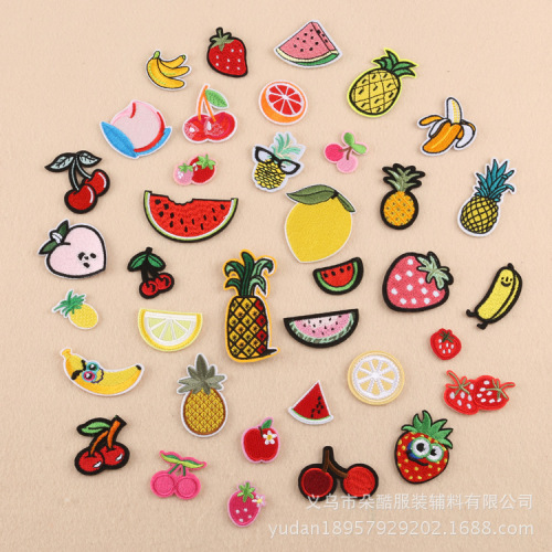 duo ku computer embroidery factory direct sales fruit combination clothing shoes and hats bag accessories jewelry ear studs accessories badge pin