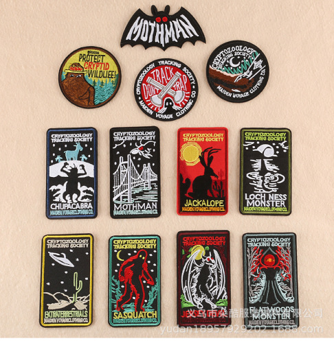 Duo Ku‘s New Embroidered Cloth Patch round Letter Patch Horror Element Rectangular Badge Cross-Border E-Commerce Supply