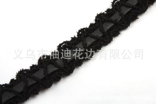 Factory Direct Stock Supply Clothing Raw Materials Knitted Polyester Leather Woven Lace Garment Accessories