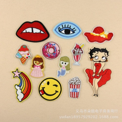 duo cool embroidered zhang zai cloth stickers wholesale boutique clothing accessories ice cream betty rainbow taobao hot-selling patch stickers