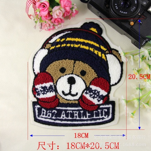 embroidered gloves bear towel embroidered cloth stickers wholesale clothing accessories sample custom cartoon cloth paste