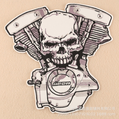 Duo Ku Pu Embroidered Cloth Stickers Skull Ghost Head Punk Clothing Accessories Large Size Patch Motorcycle Clothing Coat Accessories