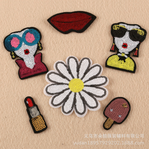 flower cool beads embroidery cloth patch patch aliexpress supply beautiful girl cartoon clothing accessories factory direct sales