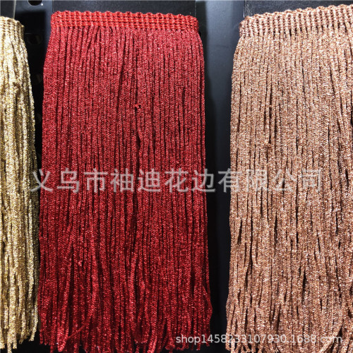 factory direct sales supply high quality 20cm metallic yarn material fringe stage clothes tassel clothing home textile accessories