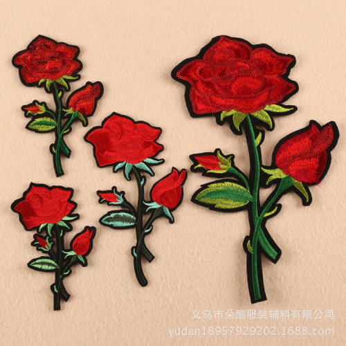 flower cool rose cloth stickers computer embroidery patch stickers factory direct spot export european and american style clothing accessories