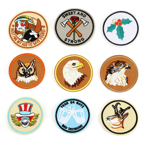 Duoku Computer Embroidered Zhang Zai round Cloth Sticker High-End Clothing Accessories Animal Patch Embroidered Cloth Badge