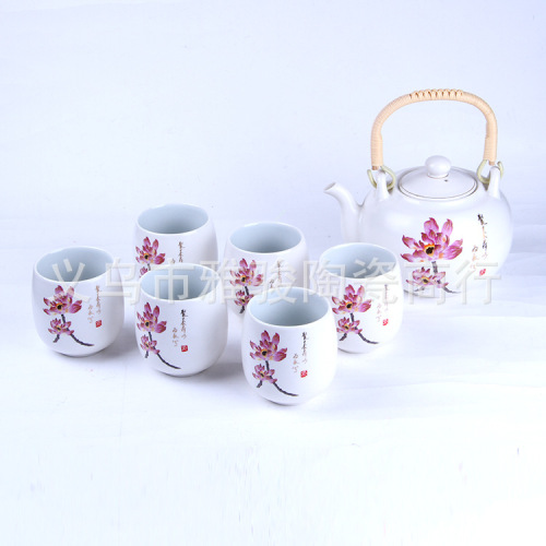 jingdezhen ceramic factory direct frosted flower gentleman seven tea ceremony tea set supply wholesale professional set