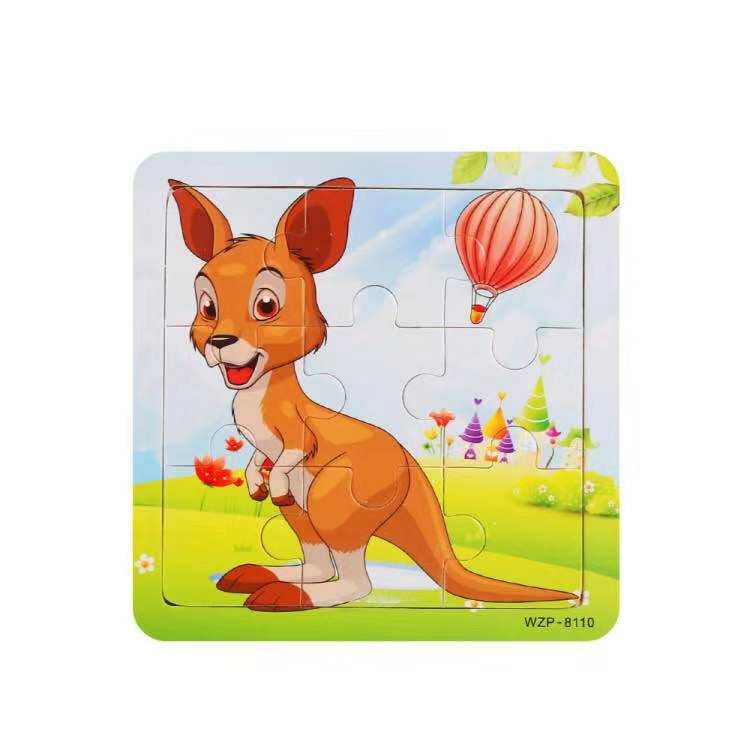 木制小拼图 9片 动物 卡通 幼儿必备 15x15cm
