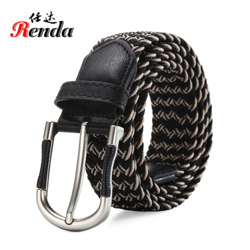New Men‘s and Women‘s Casual Elastic Belt Elastic Pin Buckle Woven Belt Versatile Canvas Belt Factory Direct Supply