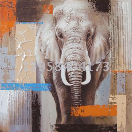 Export African Elephant Frameless Painting Oil Painting Printing plus Pen Oil Painting Customization Various Sizes