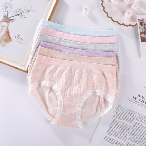 beiqi lace sexy cotton underwear seamless colored cotton underpants women‘s mid-waist belly contracting hip lifting seamless briefs