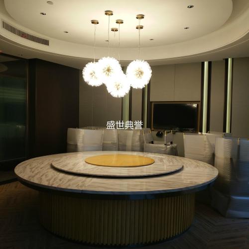Zhenjiang Hotel Box Solid Wood Electric Dining Table and Chair Remote Control Electric Marble Dining Table Customized