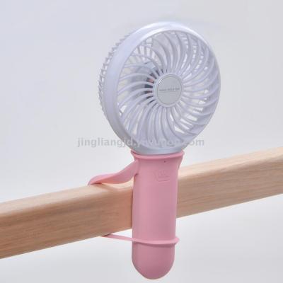 Cartoon USB small fan foldable ABS handheld charging mute LED lights office outdoor desktop portable