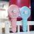 Cartoon USB small fan foldable ABS handheld charging mute LED lights office outdoor desktop portable