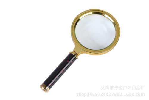 Factory Direct 90mm Color Handle Gold-Plated Magnifying Glass 10 Times Old Reading Gift Magnifying Glass