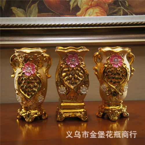 8-inch 20cm european-style electroplating artificial flower gold solid color fashion ceramic vase flower vintage ornament ornaments