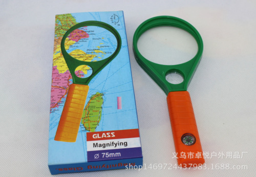 double-light magnifying glass 75mm handheld magnifying glass plastic magnifying glass \straight handle series magnifying glass 5 times