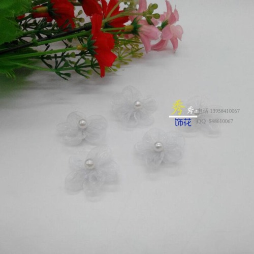 korean style fresh small flower diy five-petal pearl handmade flower headdress clothing wedding dress decorative white floret
