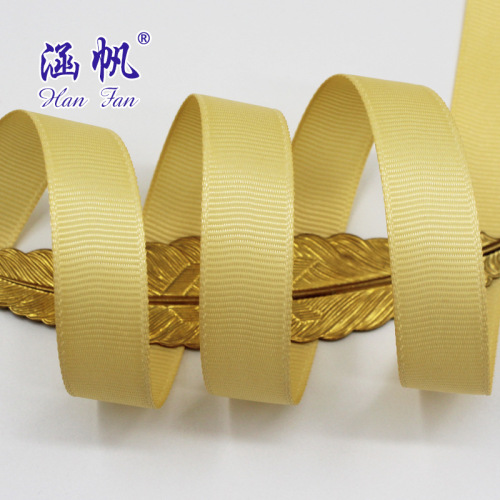 light yellow thread ribbon gift decoration supply champagne polyester rib ribbon 25mm ribbon