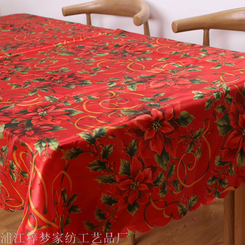 Eight - section polyester printed table mat tablecloth Christmas series foreign trade table cloth