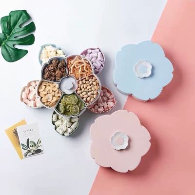 Double creative rotating fruit box candy box single layer fruit tray with compartments cover