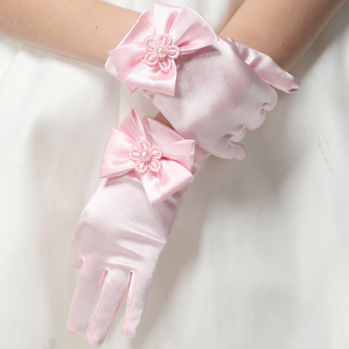 manufacturer children‘s gloves wholesale women‘s dress matching spandex gloves bow wedding flower girl princess gloves