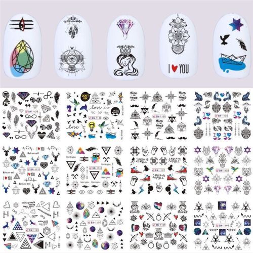 nail Watermark Decals， 12 Lips Deer Head Eagle Eye Triangle Nail Sticker， wholesale Mainly