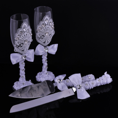 European and American Wedding Transparent Glass Wine Glass Gift Box Set Creative Wedding Supplies Cake Knife Shovel Goblets Wine Glass