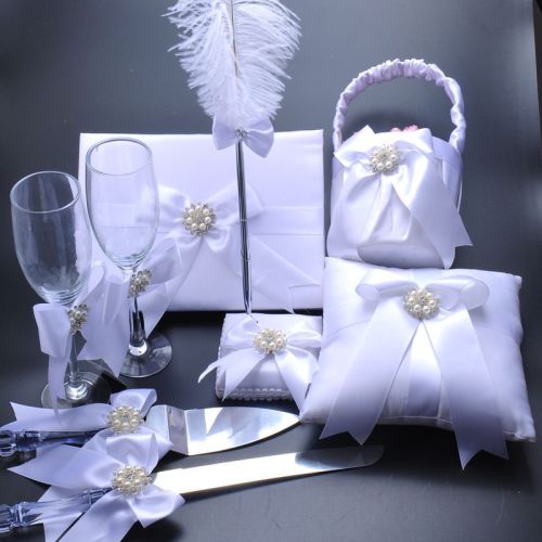 Wedding Supplies 6-Piece Bridal Ring Pillow Sign-in Feather Pen Set Wedding Goblet