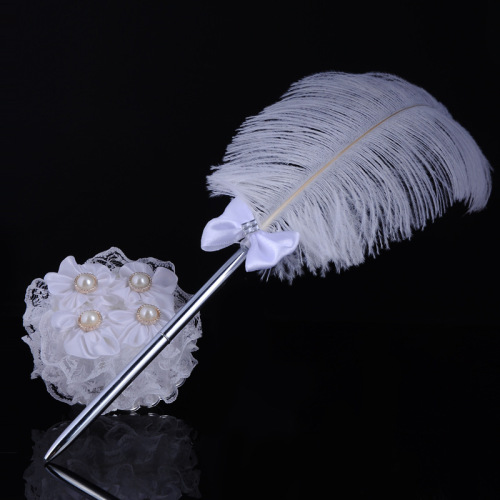 Amazon Western-Style Wedding Ostrich Hair Sign-in Pen Wedding Special Sign-in Pen Feather Pen Wedding Supplies 