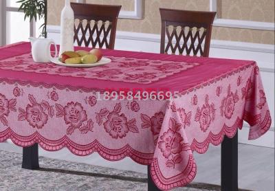 Manufacturers direct imitation drawnwork tablecloth tablecloth 6 people table PVC printed waterproof tablecloth
