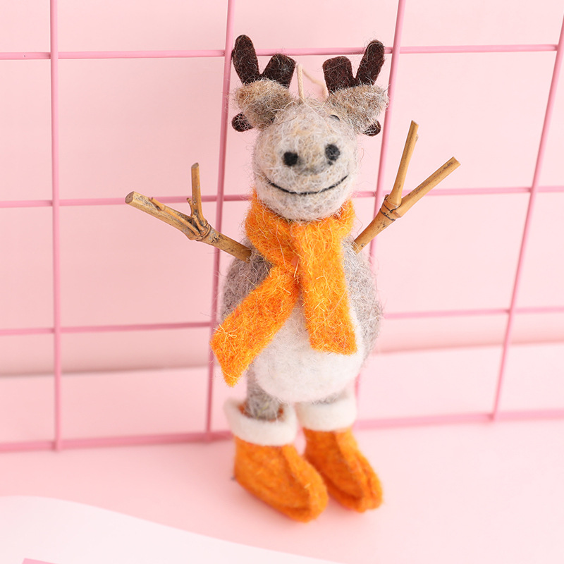 手工工艺羊毛毡工艺品 小牛成品毛绒玩具 摄影道具摆件 厂家批发