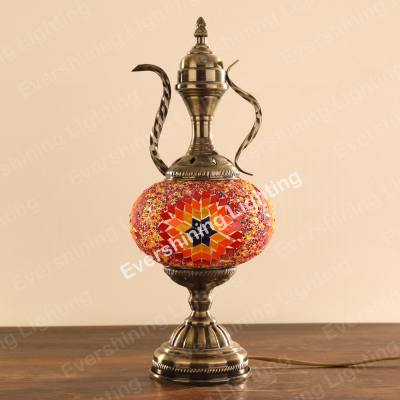Lamp in Turkish Mosaic designed in the shape of Aladdin wine pot