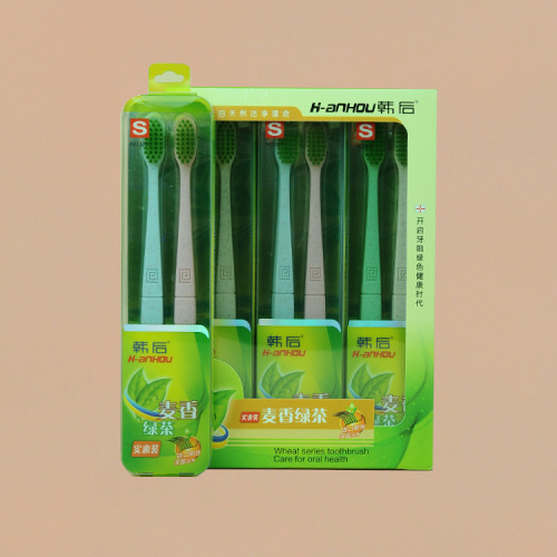 Yiwu Department Store Toothbrush Wholesale Hanhoo S27（12 Pairs/Box） Wheat Fragrant Green Tea Soft Hair Double Wheat