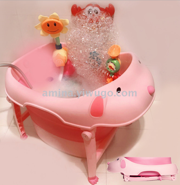 儿童洗澡桶折叠宝宝浴桶婴儿浴盆大号加厚小孩泡澡洗澡盆