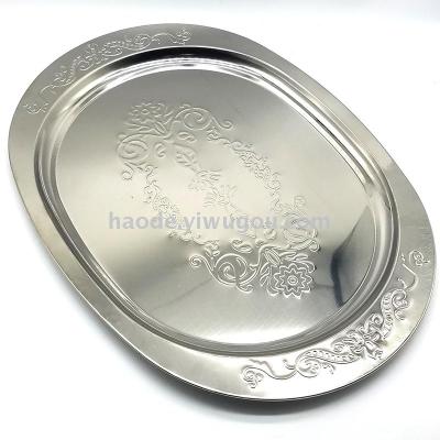 Stainless steel oval tray wine tray embossed gold plate hotel tray
