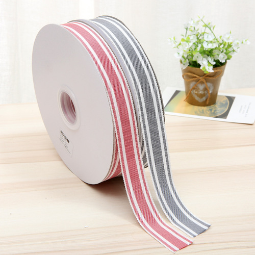 Red Blue Thread Hatband Gray White Polyester Ribbon 2.5cm Textile Ribbon Mixed Color Ribbon Spot Factory Direct Sales