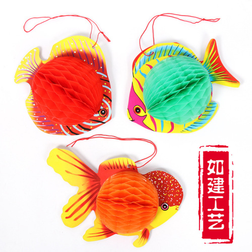 color fish shape paper lantern waterproof color series holiday decoration kindergarten hanging ornaments factory direct sales