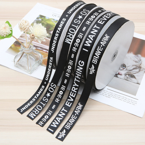Letter Printing Ribbon Trendy Letter Thread Belt 1.8cm Polyester Webbing Colorful Ribbon Spot Factory Wholesale 