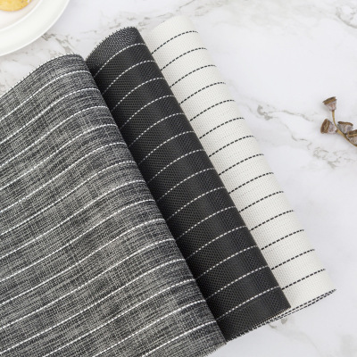 Black and white stripe solid color domestic table mat Waterproof, environment-friendly PVC and heat insulation table mat