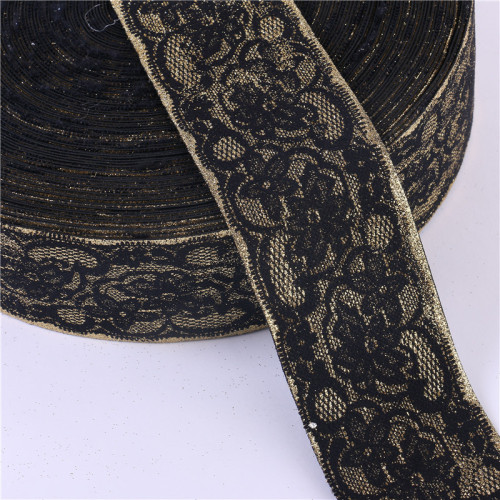 lace elastic band clothing accessories elastic pants belt gold and silver thread