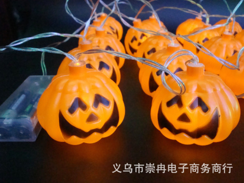 halloween luminous pumpkin lamp led skull light decorative string lights colored lights props battery light 16 lights 3.5 m flashing