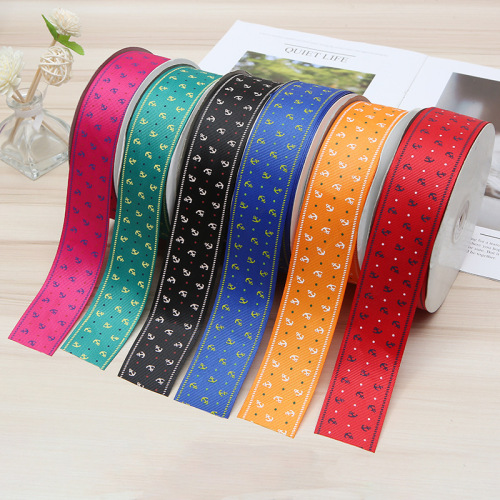Anchor Printing Ribbon Anchor Thread Belt 3.8cm Polyester Ribbon Textile Colored Ribbon and Ribbon Customized Factory Wholesale