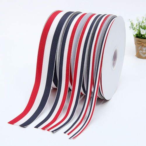 red and white blue polyester ribbon 1cm/1.2cm/1.5cm/2cm/2.5cm/3.8cm striped cap belt in stock